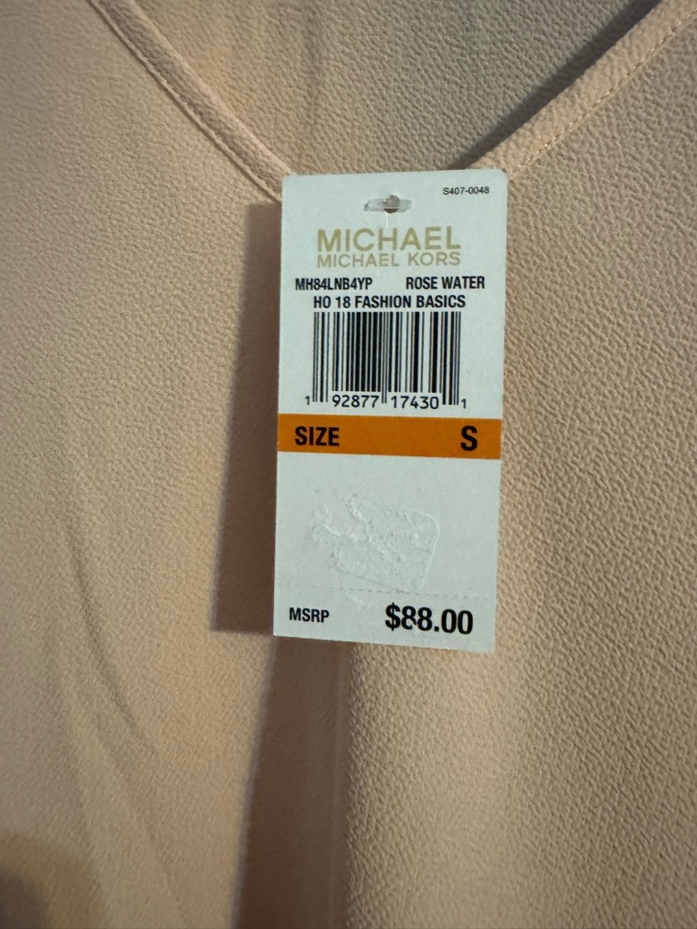 Michael Kors Pale Pink Flutter Sleeve Peplum Blouse - Picture 4 of 4